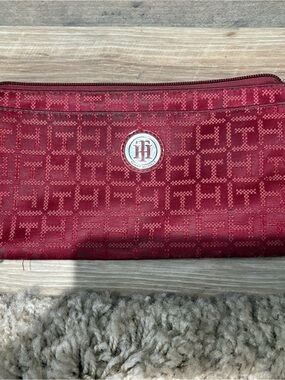 Tommy Hilfiger Red Jacquard Logo Clutch